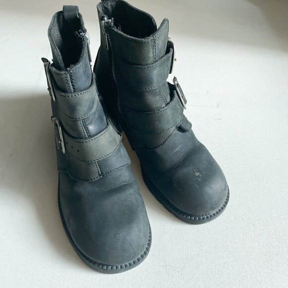 Vintage New Age  Nubuck Suede Black Chunky Square Moto Boots 10 - Picture 8 of 10